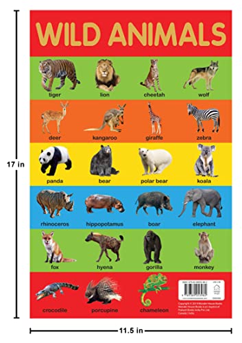 Wild Animals Chart - Early Learning Educational Chart For Kids: Perfect For Homeschooling, Kindergarten and Nursery Students (11.5 Inches X 17.5 Inches)