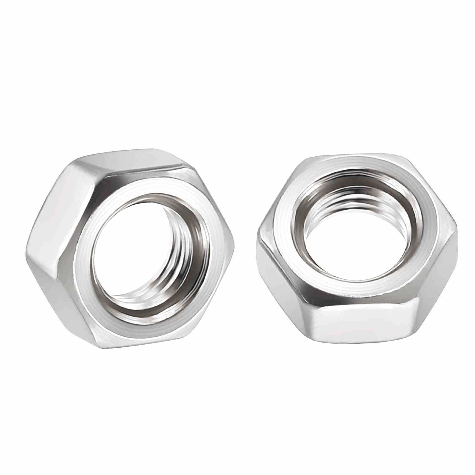 Kozelo 100pcs Hex Nuts - [M5-0.8] 304 Stainless Steel 18-8 (A2-70) Hardware Nuts for Mechanical Repair & Assembly, Standard Metric Coarse Thread Nut, Bright Finish, Silver