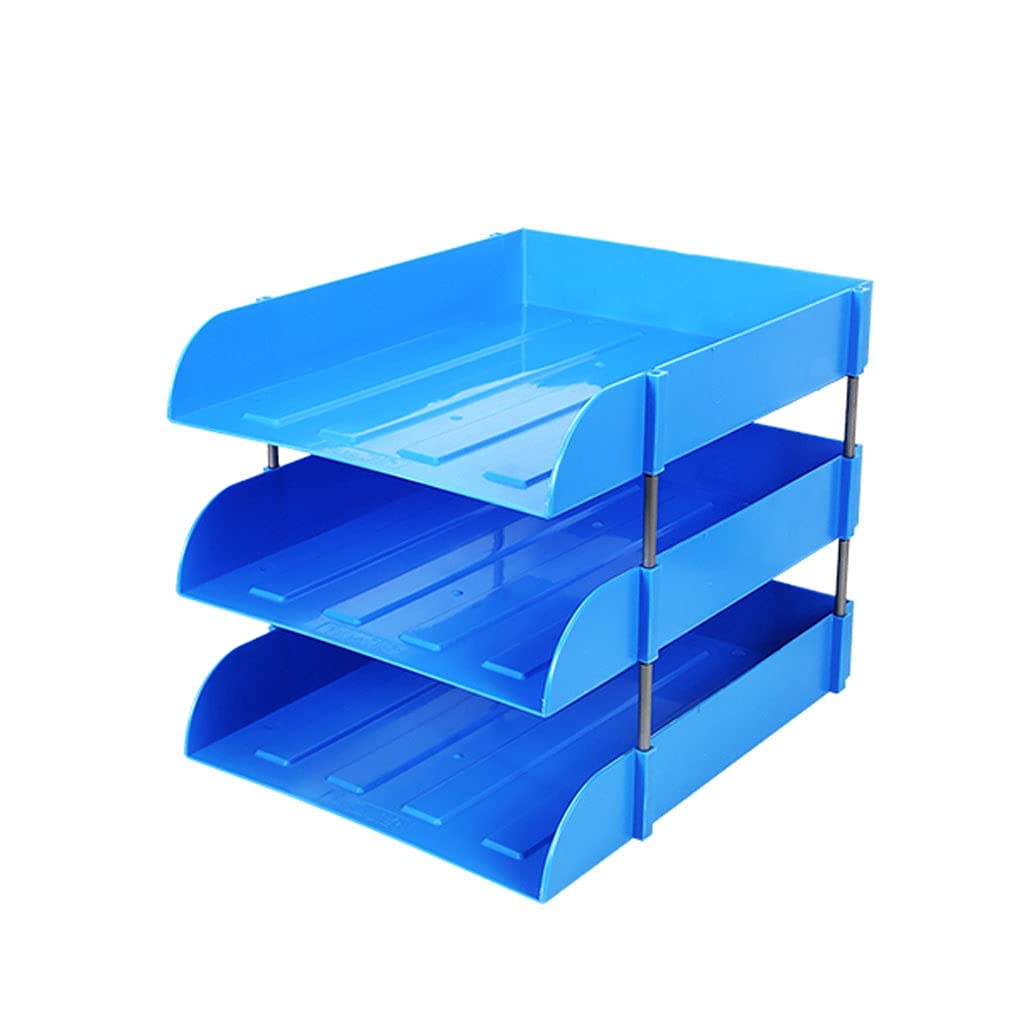 Portadocumenti Archivi da Ufficio Scrivania Desk Organizer Letter Tray Descrizione Titolare con 3 vassoi for Lettere Impilabili Desktop File Sorter Miglior Spazio di archiviazione (Color : Blue)