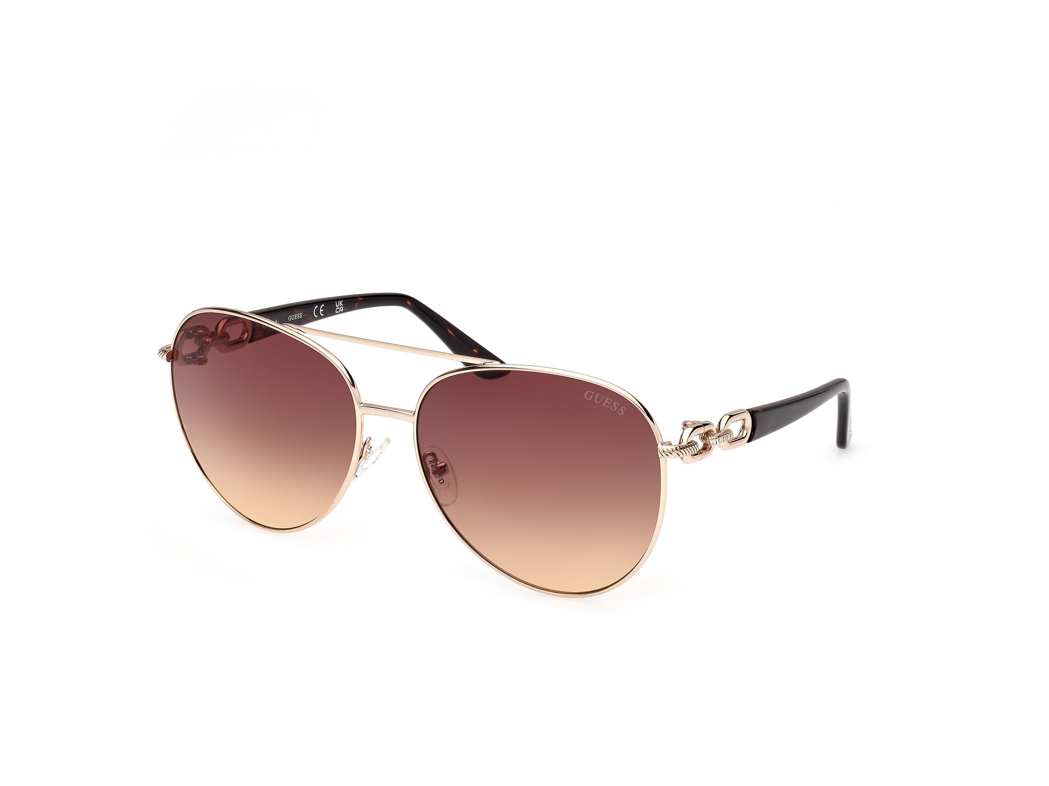 Guess Women's Yellow Sunglasses, 61 Mm, Aviator Metal Sunglasses