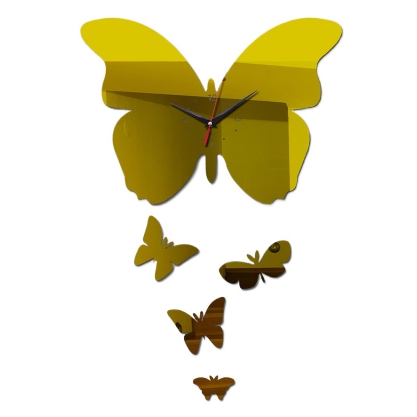VFDVSWZSA Stylish wall clock, Wall Big Butterfly Mirror Watch Quartz Clock Stickers Modern Design Home Decoration(Gold)