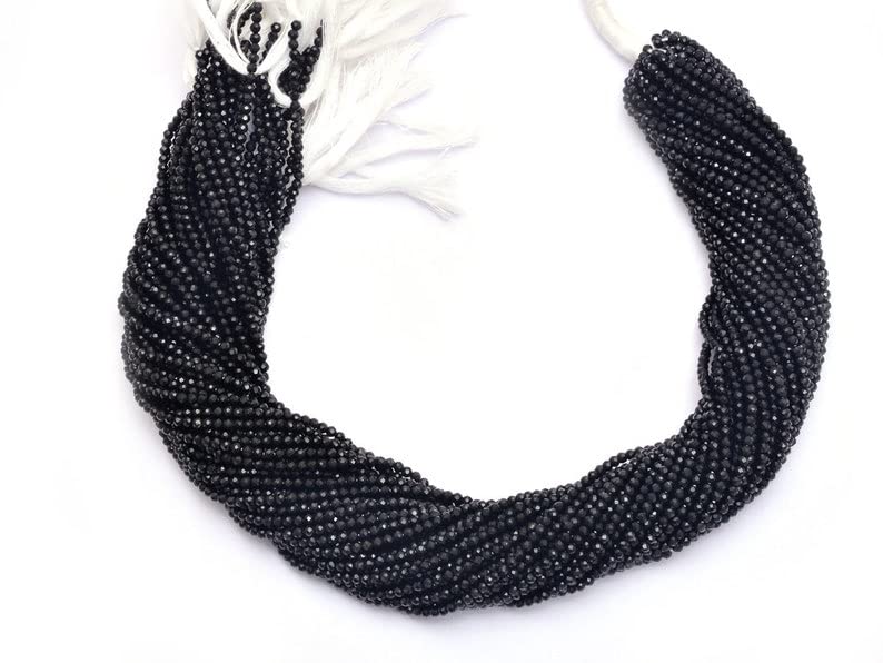 Tourmaline noire perles facettées de 33 cm pour création de bijoux uniques