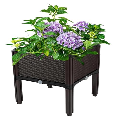 NUCARTURE Garden Fence Raised Garden Bed Elevated Planter Box with Legs and Drainage Holes Vegetable Grow Box for Plants Herbs and Flower Indoor & Outdoor