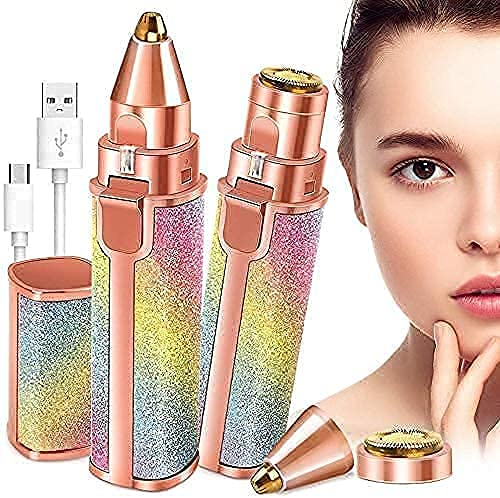 QAWACHH Portable eyebrow trimmer for women, epilator for women, facial hair remover for women, Face, Lips, Nose Hair Removal Electric Trimmer with Light (Pink)
