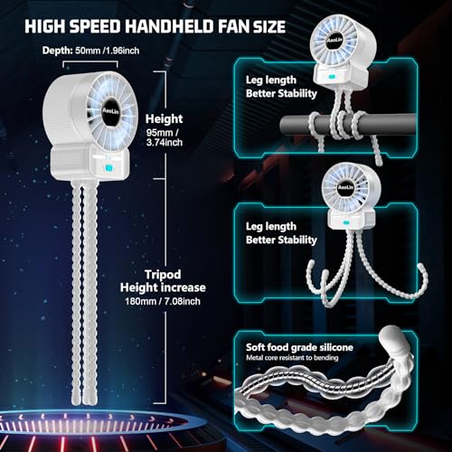 Image of multifunctional USB rechargeable portable stroller small fan 4 speed 6600rpm high speed mini small handheld cooling fan extended flexible tripod for desktop wrap crib bike treadmill car kids gift