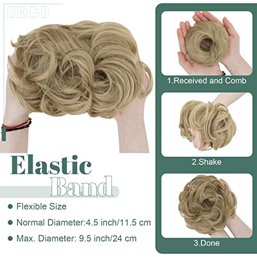 SEGO 55g Messy Bun Fluffy Tousled Updo Scrunchies Synthetic Thicker Hair Bun Hair Piece for Women Donut Easy Bun Hairpiece Ash Blonde - Image 4