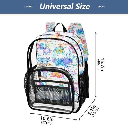Watercolor Cute Axolotl Clear Backpack PVC Transparent School Backpack Lightweight Student Book Bags Capacity Clear Bag4