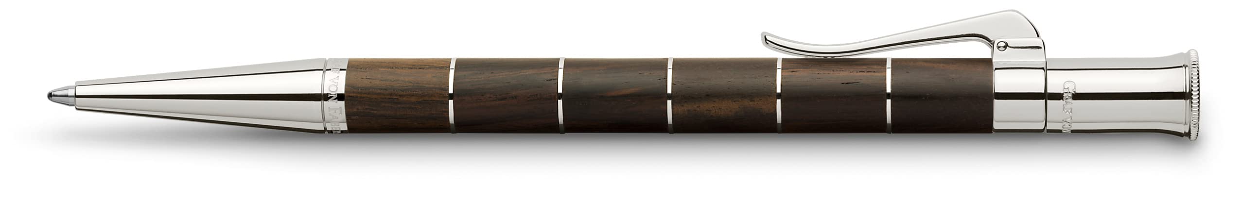 Graf von Faber-Castell - Kugelschreiber Classic Anello Grenadill | Schaft aus Grenadillholz mit platinierten Ringen und dokumentenechter Großraummine B