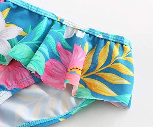 Image of Girls Two Piece Swimsuits Hawaiian Ruffle Tankini Swimwear Bathing Suit Set