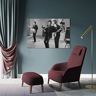 JMUNG Poster décoratif sur toile The Beatles chantant en noir et blanc – Décoration murale moderne pour chambre à… - Les Beatles, Paul McCartney, John Lennon, RIngo Starr, George Harrison JMUNG Poster décoratif sur toile The Beatles chantant en noir et blanc - Décoration murale moderne pour chambre à… – Image 4