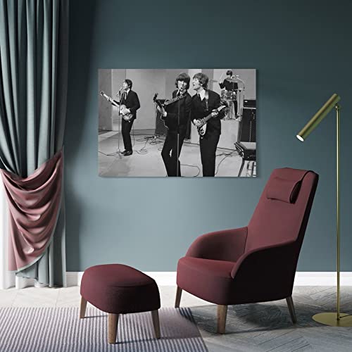 JMUNG Poster décoratif sur toile The Beatles chantant en noir et blanc – Décoration murale moderne pour chambre à… - Les Beatles, Paul McCartney, John Lennon, RIngo Starr, George Harrison JMUNG Poster décoratif sur toile The Beatles chantant en noir et blanc - Décoration murale moderne pour chambre à… – Image 5