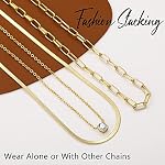 Collier de Choker en couches d'or pour les filles, 14K Vrai plaqué or CZ Collier pendentif croisé, collier de stratification de chaîne de serpent plat Dainty pour cadeau