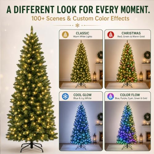 Avatar Controls 7.5FT Smart Prelit Pencil Christmas Tree, 350 LEDs - Image 5