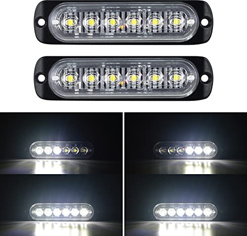 Willpower 2pcs 6LED Feu Stroboscopique Urgent Blanc Feux de Gabarit Latéraux Voiture 12V 24V Barre Lumineuse LED Balise Clignotante de Sécurité pour...