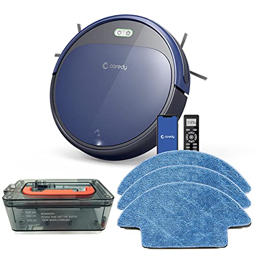 Coredy R380 Robot Vacuum Cleaner, Robot Vacuum and Mop, Compatible with Alexa, Wi-Fi Connected, 1700Pa Suction, Super-Thin, Quiet Auto Self-Charging Robotic Vacuums for Pet Hair, Hard Floors, Carpet