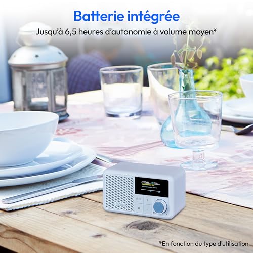 MEDION S66822 Radio Portable Mini Dab+ avec Bluetooth (Batterie Rechargeable, écran Couleur à intensité Variable, antenne télescopique, minuterie de Mise en Veille, réveil, AUX, USB-C) Bleu