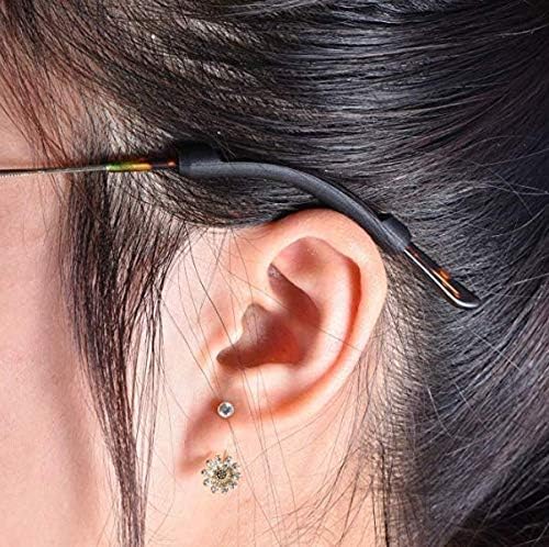 Miniatura 6 de 5 pares de almohadillas de silicona suave negra para los oídos, puntas de las sienes, almohadillas antideslizantes para gafas con gancho para las