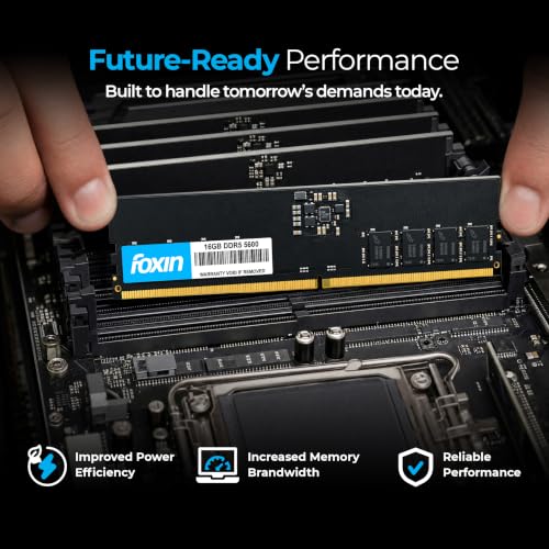 Image of Foxin 16GB DDR5 Desktop RAM 5600MHz | UDIMM - 1.1V Low Voltage | 288-PIN Pin, Intel & AMD Compatible | High-Speed PC Memory Upgrade | 5 Years Warranty
