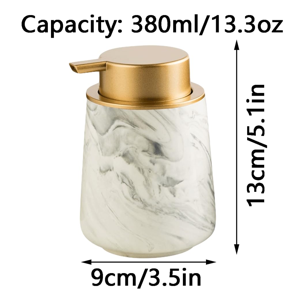 Keramiek Zeepdispenser Lotiondispensers voor op het aanrecht Handmatig Ronde Flessen Dispenser Schuimtype 380 ml (13,3 oz)