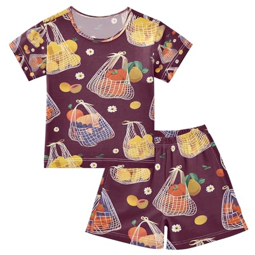 senya Fruit Bag Pattern Summer Pajamas Set Short Cotton Sleepwear 2 Piece