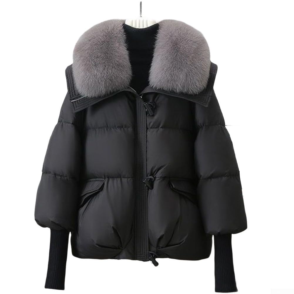 Cappotto invernale da donna, spesso, caldo, trapuntato, con colletto a risvolto, effetto piumino, per il tempo libero, outdoor, nero, M-2XL