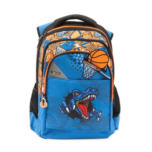 Go Pop - Zaino Modello Slam Dunk, 3 Scomparti,Tasche Interne E Laterali Porta Borraccia, Schienale E Spallacci Imbottiti, Con Fascia Personalizzata E Pop Up, Lt 24, Dim 32x44x19, Scuola Elementare