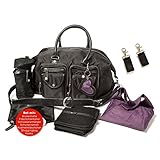 kinderwagen bellybutton hartan Design made in Hamburg: Bowlingbag „LILY“ im edlen graphitgrauen Nylon mit dunkelbraunen Lederdetails ist eine zeitlose Multifunktionstasche