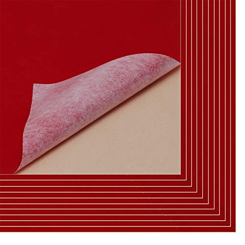 Mesheshe 10Pcs Self Adhesive Felt Fabric, Soft Velvet Drawer Liner, Diy Velvet Fabric For Art & Crafts, Jewelry Box Felt Liner, A4 Size (8.3" X 11.8", Red) #TOP2