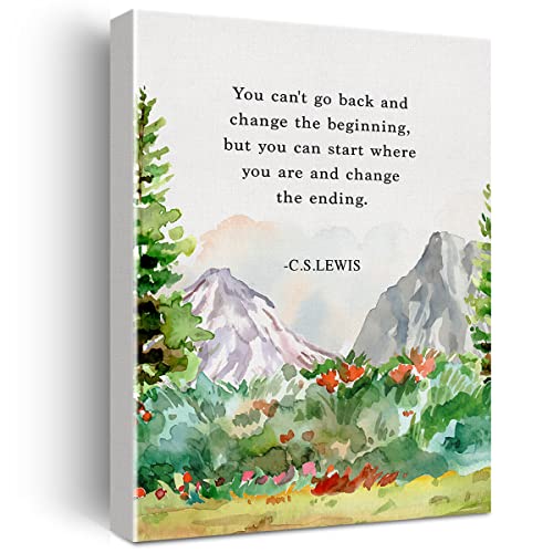 Positive Wall Art Canvas Print Inspirational You Can't Go Back and Change the Beginning Quote Poster...