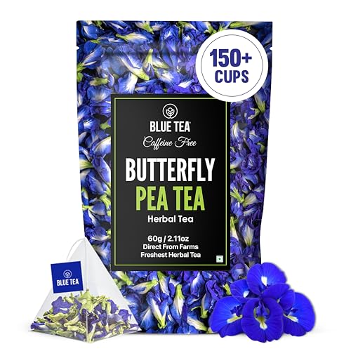BLUE TEA - Butterfly Pea Flower Tea - 2.11 Oz (150+ Cups) | Antioxidant Rich | Chemical Free - Herbal Tea - Caffeine free - Non Bitter - No Preservatives | Zipper Pack