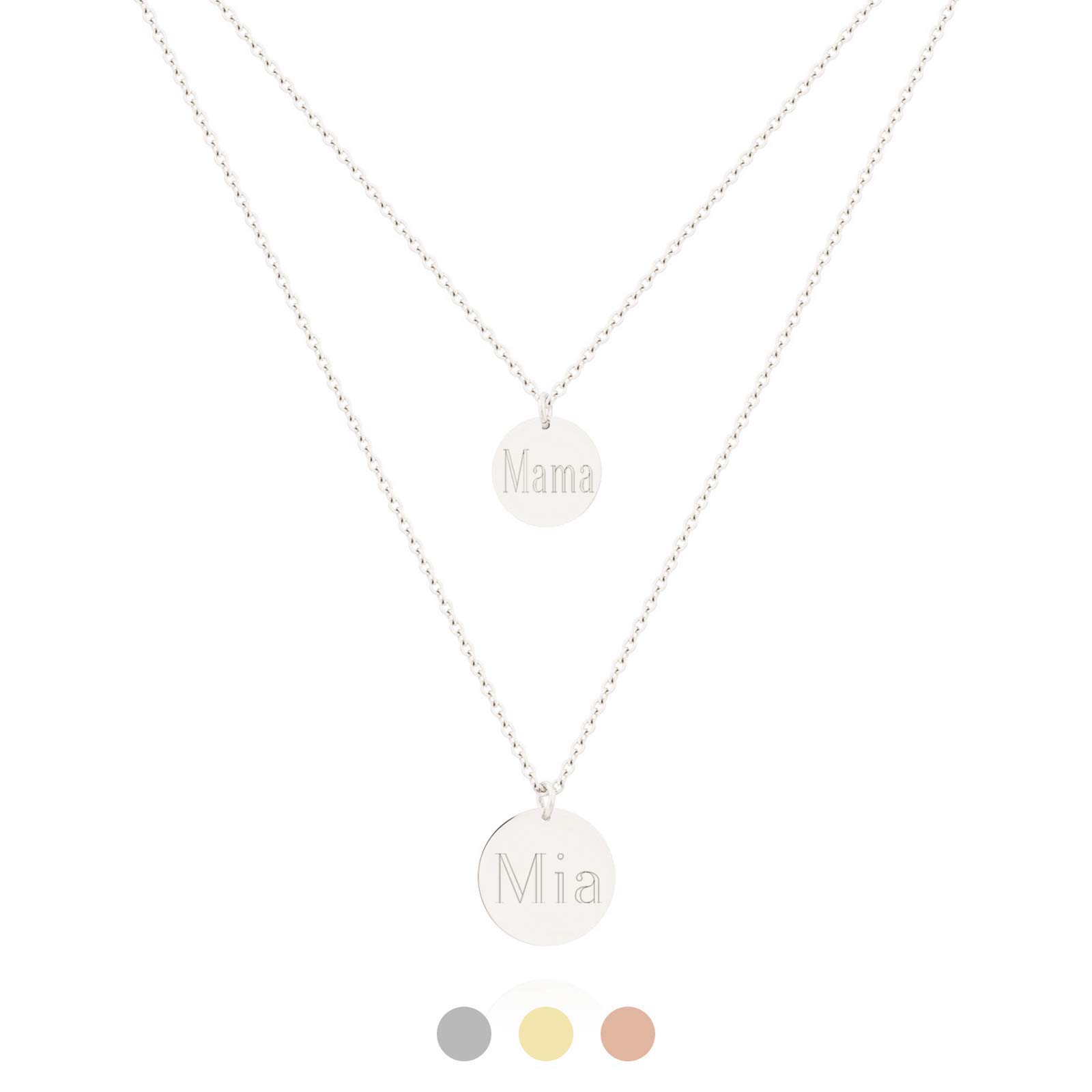 JOLA – mehrlagige Kette mit Gravur |10mm 12mm Plättchen Anhänger mit Namen | 316L Edelstahl | Namenskette | personalisierter Schmuck | Geschenke zum Valentinstag Muttertag Geburtstag Jahrestag