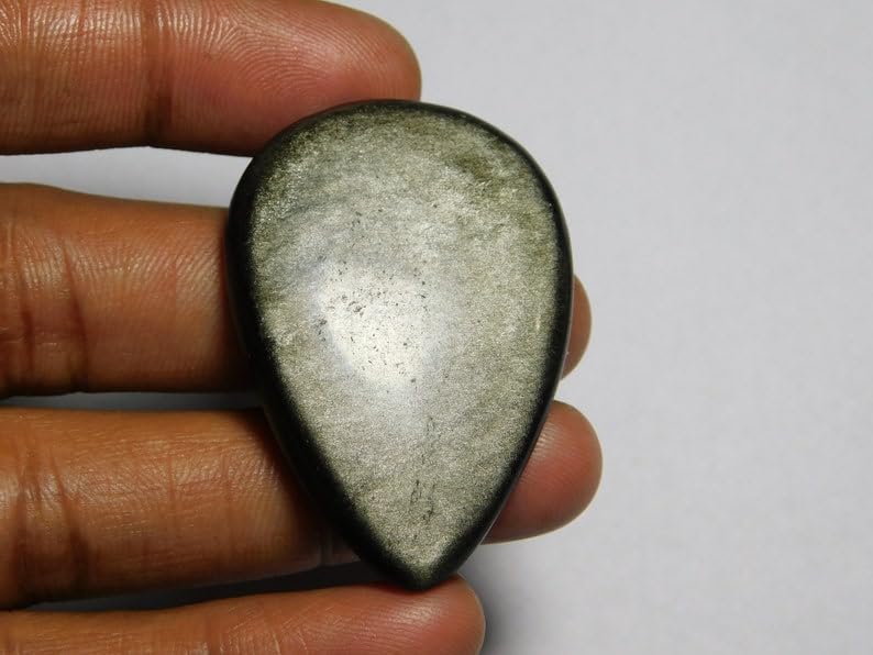 Obsidienne argentée naturelle en forme de poire pour fabriquer un cadeau unique