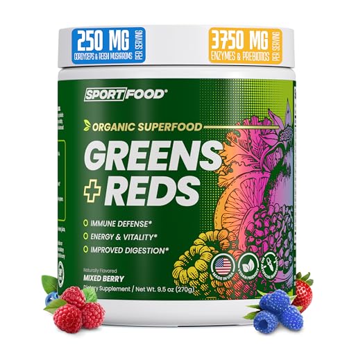 SPORTFOOD® Organic Greens & Reds Superfood Powder | Mixed Berry