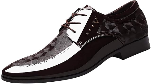 ZHOUYF Wedding Shoes for Men Fashion Modern Classic Business Formal Shoes Casual Lace-up Pointed Toe Leather Oxford Shoes Mens Dress Shoes