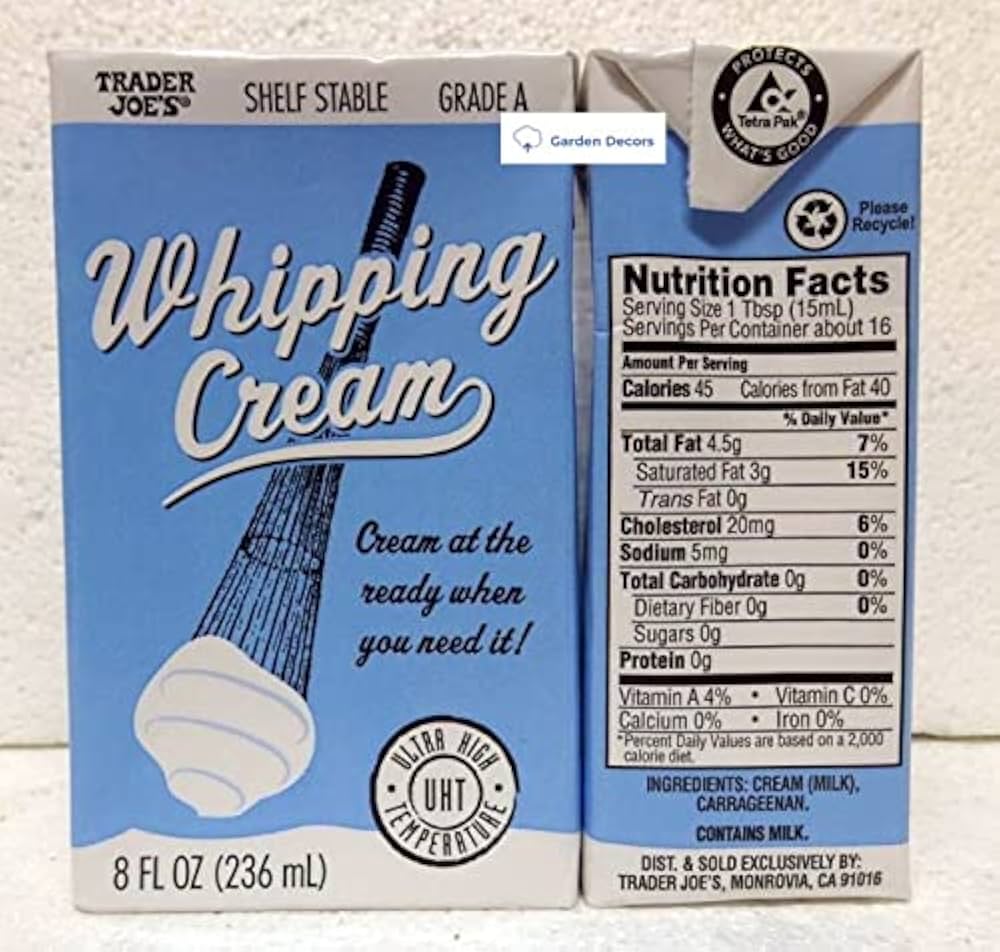 Amazon.com: Trader Joe's Shelf Stable Grade A Whipping Cream 8fl