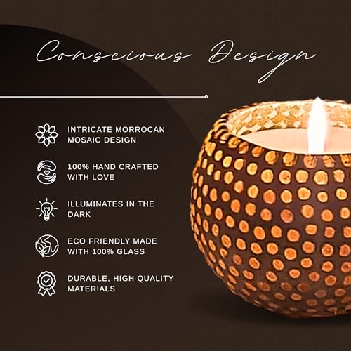 Image of Floryn Decor Morrocan Mosaic Candle Holders | Home Light Decorations Items | Mosaic Glass Tealight Holder | Best lamp for Diwali Decoration | Pack of 2 (with 2 Tealight Candle Free)
