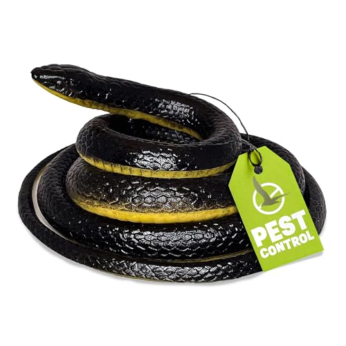 FunFamz The Original Realistic Rubber Snake Toy - Large Black Fake Snake Prank, Keep Birds Away, Toy Snakes that Look Real, Perfect Nature Gift for Kids or for April Fools Day Practical Jokes