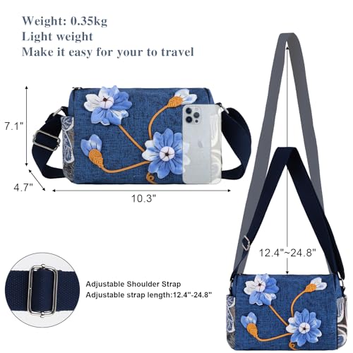 Crossbody Bags for Women Designer Canvas Floral Purses Lightweight with Wide Strap2