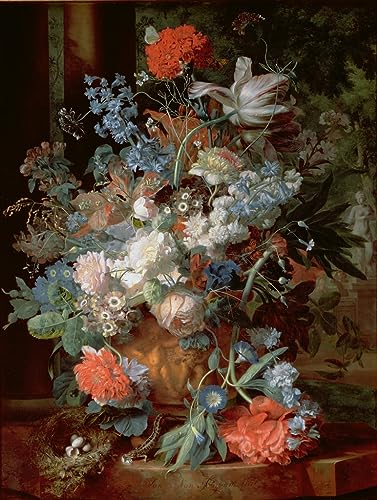 Affiches et gravures bouquet de fleurs Jan Van Huysum toile de peinture salon
