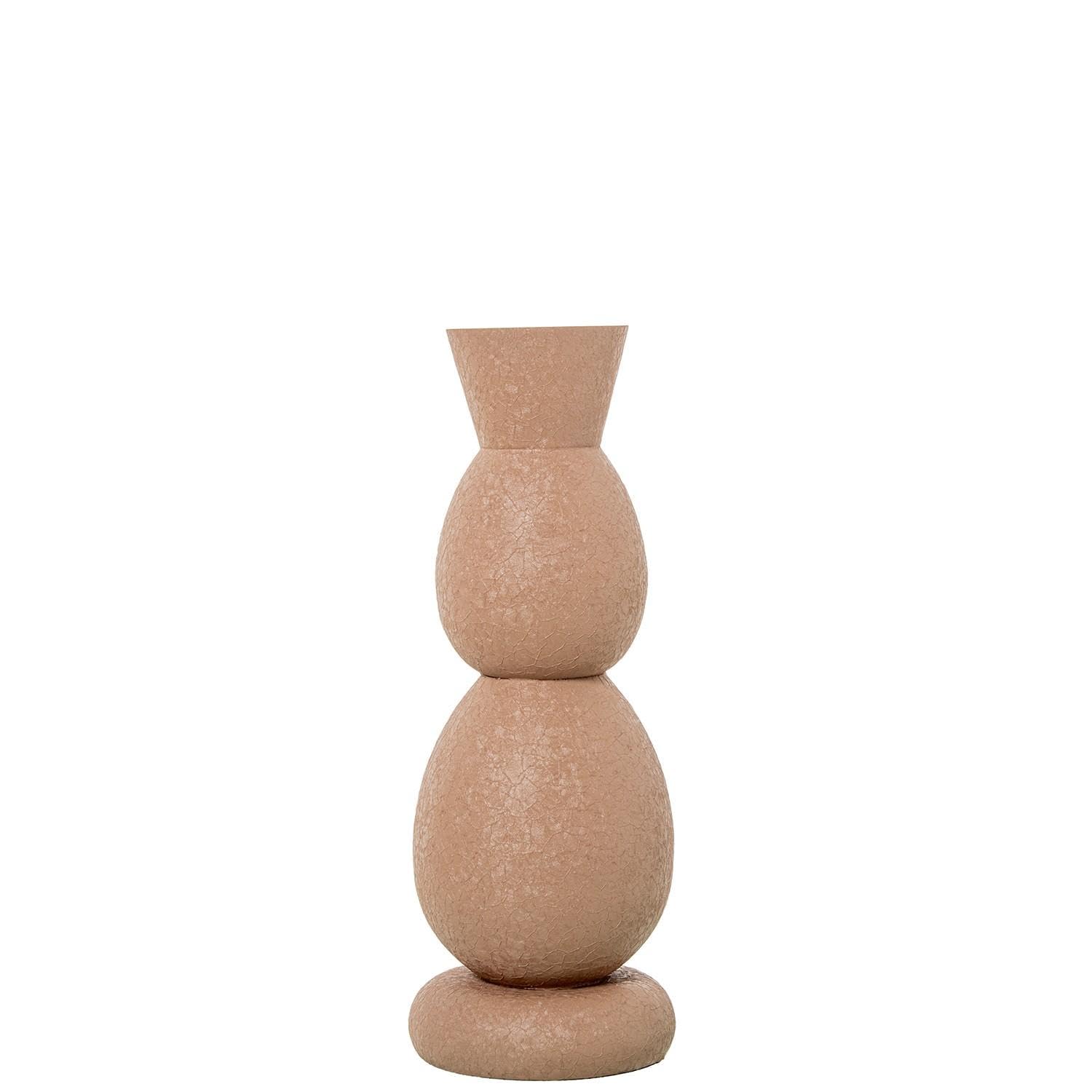 Vase de table métal rose incassable pour bouquet haut mat
