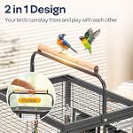 VIVOHOME 19 Inch Wrought Iron Bird Travel Carrier Cage for Parrots Conures Lovebird Cockatiel Parakeets Black - Image 4