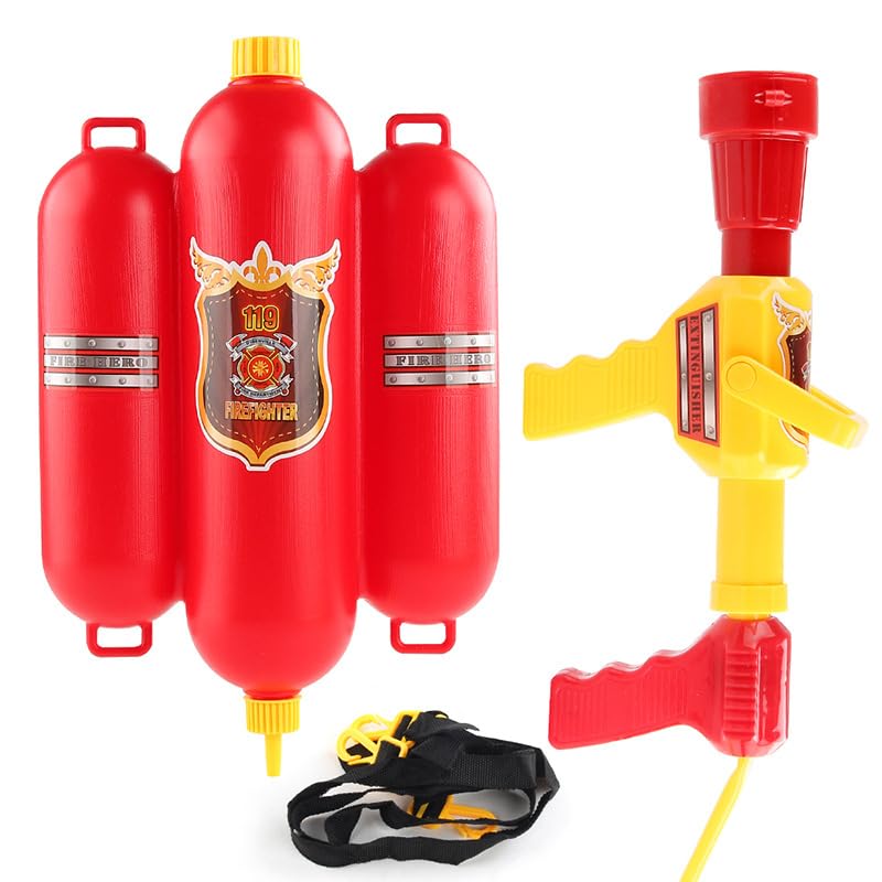 Yalla Baby Firefighter Backpack Water Gun for Kids | Fireman Water Toy | 2500ML Large Capacity | Adjustable Shoulder Straps | Perfect for Pool Parties & Summer Fun
