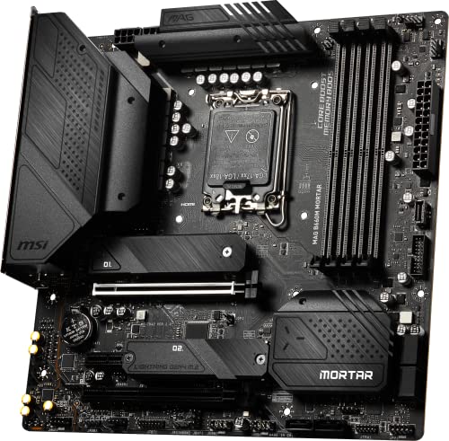 Image of MSI MAG B660M Mortar Motherboard, Micro-ATX - Supports Intel 12th Gen Core Processors, LGA 1700 - DDR5 6200+MHz /OC, PCIe 4.0 & 3.0 x16 Slots, 2 x M.2 Gen4 Slots, 2.5G LAN