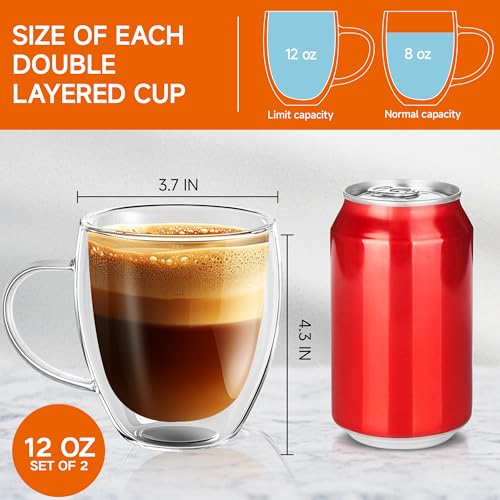 Set de 2 Mugs de Vidrio Térmico de 12 Onzas con Asa miniatura 4