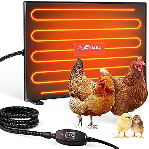 Fiada Chicken Coop Heaters, 100/200W Adjustable Wattage UL Tested Radiant Heat Flat Panel Heater Chick Heating 2 Mounting Style Frostbite for Chick Kitten Puppy Pets Animals Cover