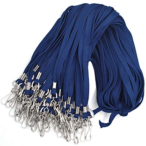 Bird - Paquete de 100 cordones a granel para tarjetas de identificación, cordón para el cuello, soporte de identificación (azul marino, 100 unidades)