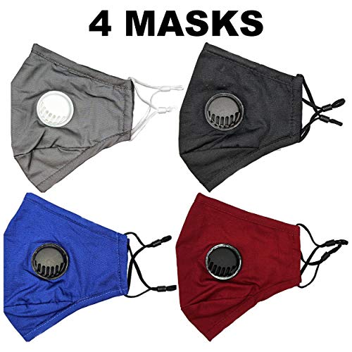 Universal 4585 Sports Mask – 3 Layer Cloth Face Mask w/Respirator Valve & Built-in Pocket for Optional Activated Carbon Filter – Cotton Face Mask with Breathing Valve & Filter Pocket for Men & Women - Image 3