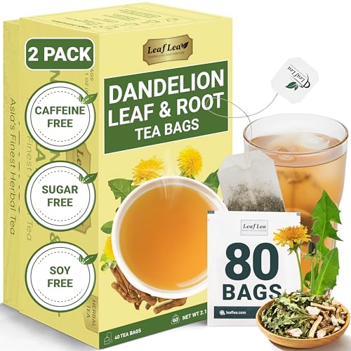 Image of LeafLea Dandelion Root & Leaf Tea Bags, Digestion Support, 80 Count