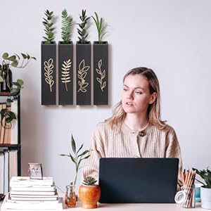 Wood Wall Planter, Farmhouse 4 Pack Indoor Pocket Wall Vases Decor for Living Room Bedroom Dried Flowers Faux Greenery Plants (Black) Wood Wall Planter Farmhouse 4 Pack Indoor Pocket Wall Vases Decor for Living Room Bedroom Dried Flowers Faux Greenery Plants Black