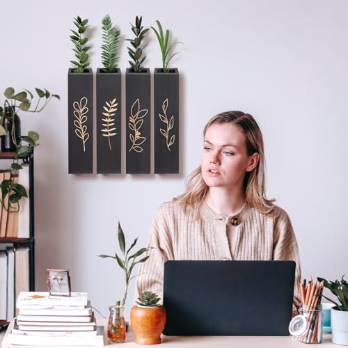 Wood-Wall-Planter-Farmhouse-4-Pack-Indoor-Pocket-Wall-Vases-Decor-for-Living-Room-Bedroom-Dried-Flowers-Faux-Greenery-Plants-Black Wood Wall Planter Farmhouse 4 Pack Indoor Pocket Wall Vases Decor for Living Room Bedroom Dried Flowers Faux Greenery Plants Black